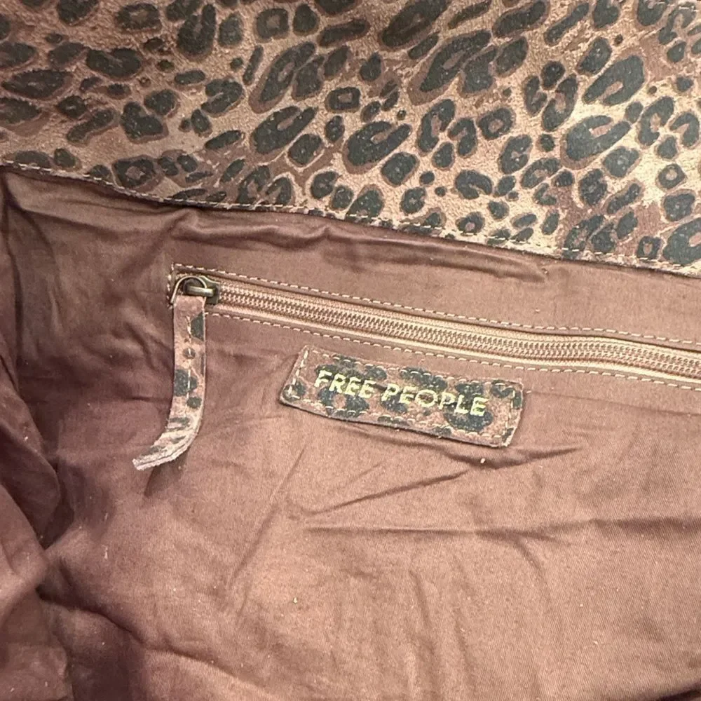 Free People Wild Thing Leather Leopard Tote